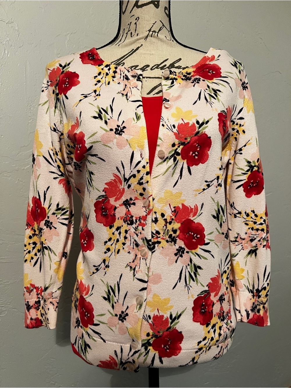 Talbots Cardigan Bright Floral Size Small